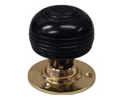 Chatsworth Cottage Ebony Wood Mortice Door Knobs, Polished Brass Backplate - BUL402-2-BLK (sold in pairs)